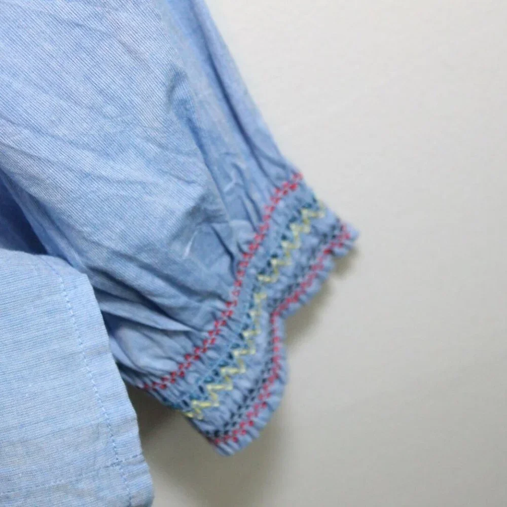 NWT Joie Off-the-Shoulder Floral Embroidered Chambray Top Blue Blouse Size XS - Picture 9 of 12